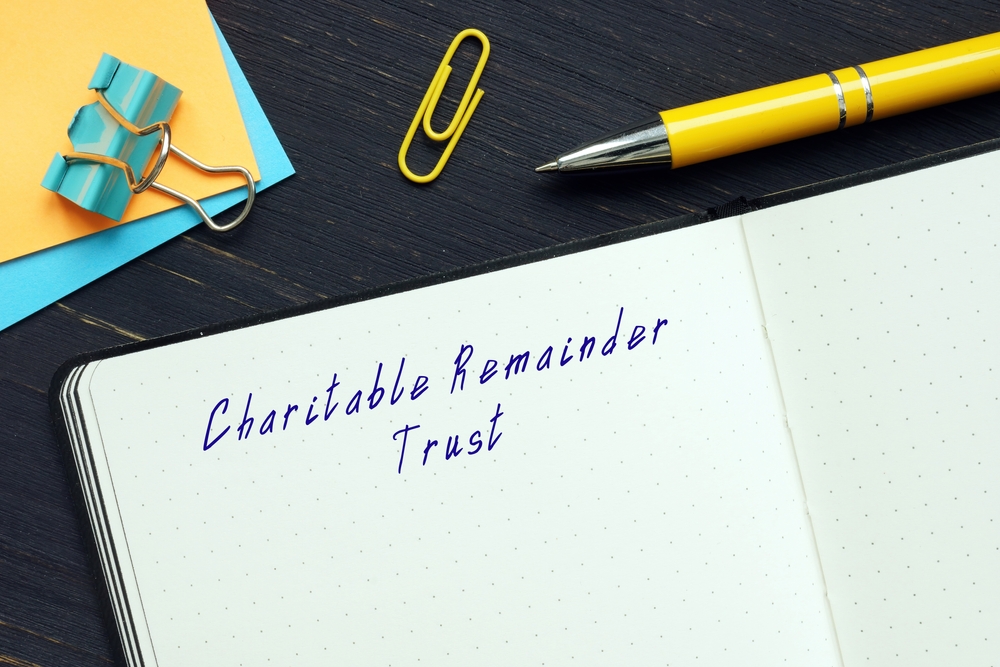 Juridical concept about Charitable Remainder Trust with sign on the page.